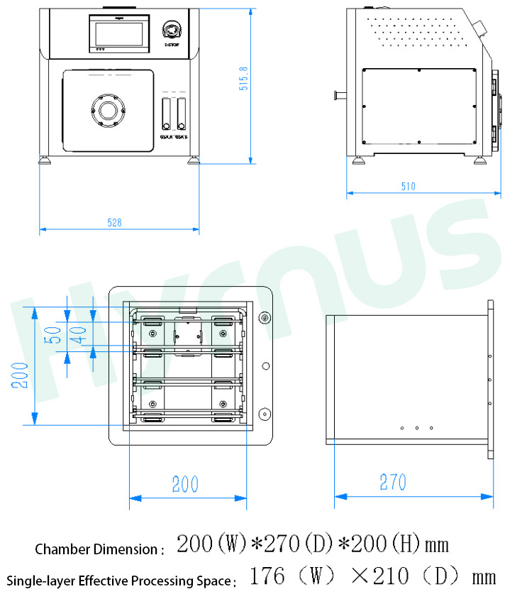 Machine Outline Drawing and Vacuum Chamber Diagram